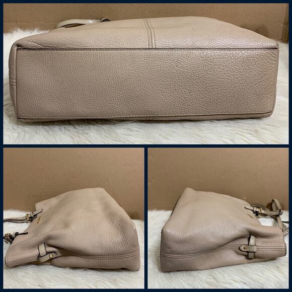 MICHAEL KORS Spacious Large BISQUE Beige Pebbled Leather LENOX Shoulder Tote - Picture 8 of 16